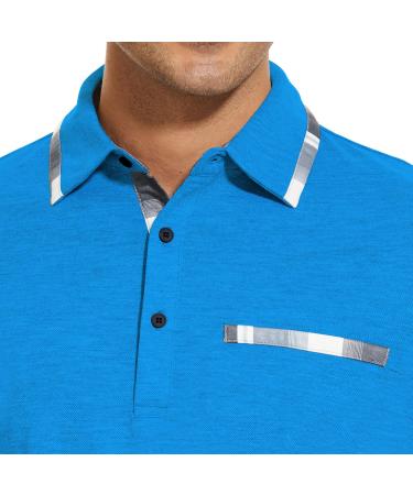Buy GLESTORE Men's Polo Shirt - Active Summer Sport T-Shirt Short Sleeve L Blue | Stylish & Comfortable - Buy Online on GoSupps.com