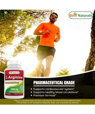 Best Naturals L-Arginine 1000mg 120 Tablets - Pharmaceutical Grade Supplement for Nitric Oxide Synthesis - Buy Online on GoSupps.com