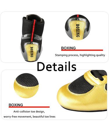 YAOTIAO High Top Boxing Shoes - Men's Breathable Non-Slip Training Boots - Indoor Outdoor Wrestling Shoes - Gold - Size 9 - Buy Online on GoSupps.com