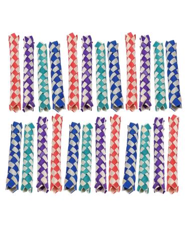 Zerodis 24Pcs Finger Traps Birds Starling Chew Toys Chinese Bamboo Traps DIY Toys for Kids Party