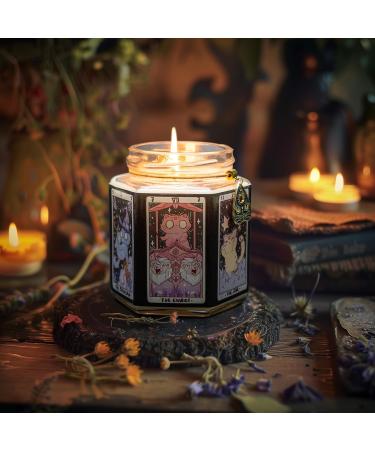 Tarot Cat Protection Crystal Candle | Handcrafted Amethyst & Dry Flowers | Amber & Sandalwood Scented | Perfect for Birthdays Witchcraft & Relaxation - Buy Online on GoSupps.com
