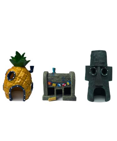 Be Sailed Spongebob Aquarium Decoration Fish Tank Ornament (3 Pack)