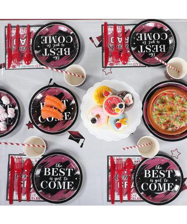 294 Pieces Graduation Party Supplies Set  Class of 2022 Graduation Decorations  Including Graduate Tableware Paper Plates Napkins Cups Plastic Tablecloth Banner Balloons Hanging Swirls (Maroon) - Buy Online on GoSupps.com
