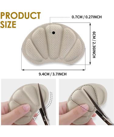 Molain 4 Pairs Self-Adhesive Heel Cushion Inserts - Anti-Slip Shoe Pads for Loose Shoes - Nude Heel Grips for Women and Men - Buy Online on GoSupps.com