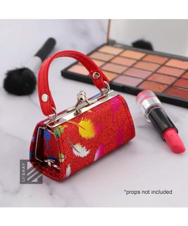 Glitter Lipstick Case with Colorful Leaves & Handle - Red | Stylish & Functional Makeup Storage | International Shipping Available - Buy Online on GoSupps.com