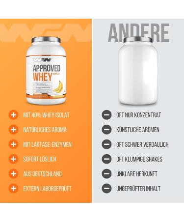 WFN APPROVED Whey Protein Powder - Banana Milk Flavor (2x1kg) | High-Quality Whey Isolate Lactase & 66 Portions | Made in Germany & Lab Tested - Buy Online on GoSupps.com