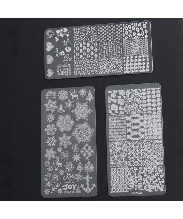 FRCOLOR Christmas Nail Art Stamping Plate Set - 5 Pieces with Stamp & Scraper for Holiday Nail Designs - Buy Online on GoSupps.com