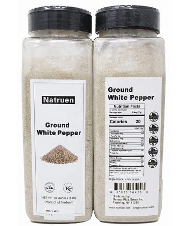 Natruen Ground White Pepper 18oz - Fine Ground Peppercorns Powder | All Natural, Non-GMO, Vegan, Gluten-Free, Kosher & Halal - Buy Online on GoSupps.com