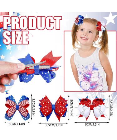 12 Pcs Patriotic Hair Bows Clips | American Flag Boutique Alligator Hair Accessories for Girls - Buy Online on GoSupps.com