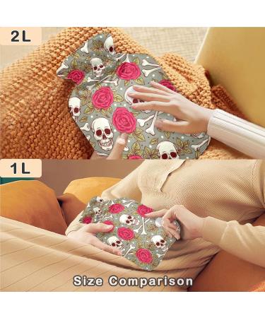 NAANLE Skull Roses Hot Water Bottle | Transparent Heated Bag for Pain Relief & Cold Therapy 1L International Shipping - Buy Online on GoSupps.com