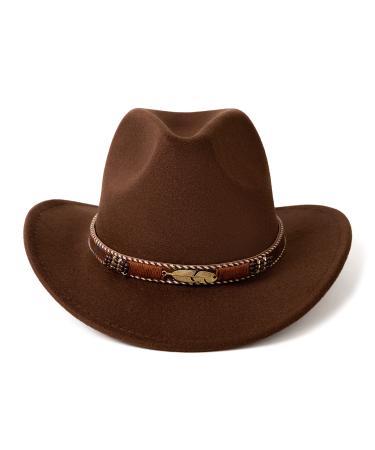 HUDANHUWEI Western Cowboy Hat Wide Brim Outdoor Fedora Hat Coffee