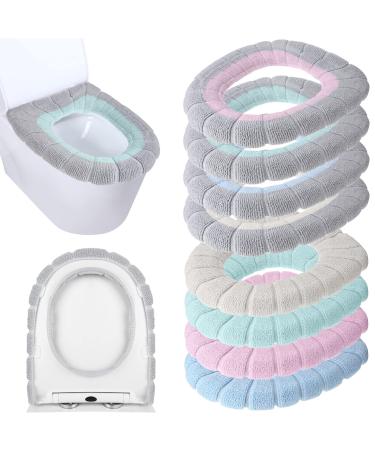 8 Pcs 11.8 Inch Thicker Bathroom Toilet Seat Cover Pads Soft Comfortable Toilet Seat Cushion Cover Stretchable Washable Toilet Seat Warmer Easy Installation Cushioned Lid Covers, 8 Colors