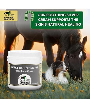 Biteback 'Sweet Relief Silver' Cream 500g - Antiseptic for Dogs & Horses - Ideal for Minor Abrasions - Skin Revival Formula - Buy Online on GoSupps.com