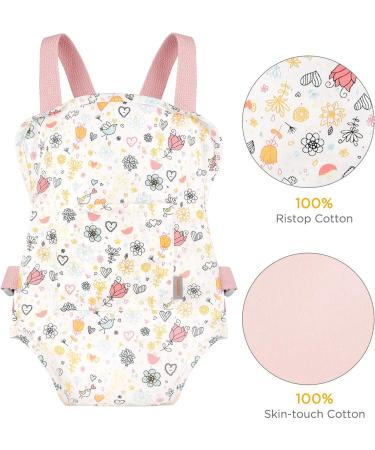 GAGAKU Doll Carrier - 100% Cotton Baby Front & Back Carrier for Kids | Adjustable Straps | Pink 2-Rose Garden - Shop Internationally! - Buy Online on GoSupps.com