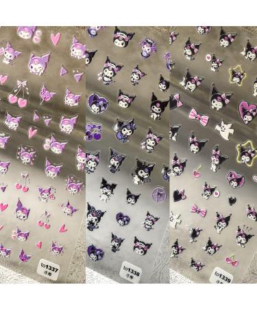 3 Sheets Cute Cartoon Nail Stickers  5D Self-Adhesive Nail Art Supplies for Women Girls Kids  Kawaii Nail Stickers Designer Manicure Decoration Gifts (150+ Decals) Ku-romi