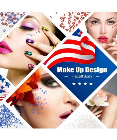 Independence Day Glitter Nail Art Decals - 12 Boxes Red, Blue, Silver Mixed Stars - 4th of July DIY Nail Art Sequins - Buy Online on GoSupps.com