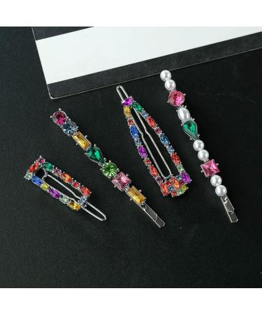 4 Pcs Glitter Hair Clips Crystal Hairpins Duckbill Sweet Hair Barrettes Fashion Hair Accessory Holiday Gifts Hair Barrettes Crystal Side Clip - Buy Online on GoSupps.com