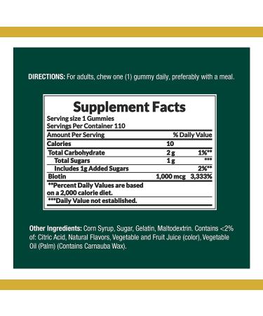 Nature's Bounty Biotin Gummies - 1000 mcg Grape, Orange & Cherry - 110 Count - Buy Online on GoSupps.com