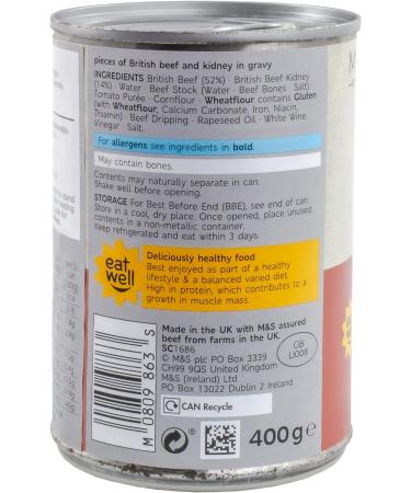 M&S Marks & Spencer Tinned Steak & Kidney Chunks Hearty Pieces of British Beef & Kidney in a Rich Gravy - 2 x 400g - Buy Online on GoSupps.com