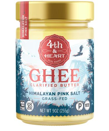4th & Heart Himalayan Pink Salt Grass-Fed Ghee, 9 Ounce, Keto Pasture Raised, Lactose and Casein Free, Certified Paleo 9 Ounce (Pack of 1)