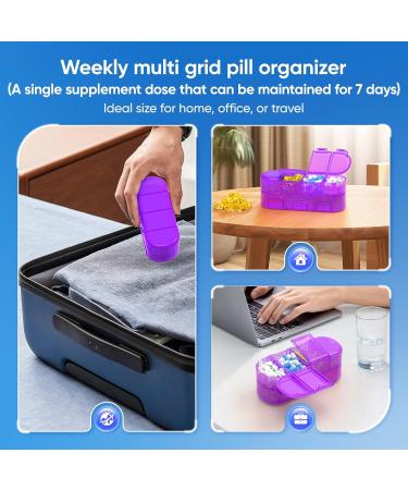 Weekly Travel Pill Organizer - Double-Sided 2/3/4 Times a Day | Portable Pill Box for Vitamins Medication & Fish Oils (2PC Purple) - International Shipping Available - Buy Online on GoSupps.com