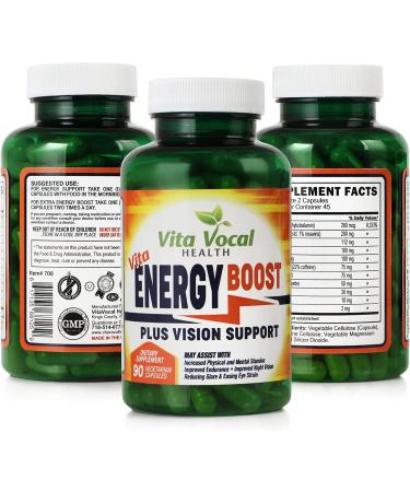 VitaVocal Energy Boost | Herbal Formula & Vision Support Supplement for Adults - 90 Capsules | International Shipping Available - Buy Online on GoSupps.com