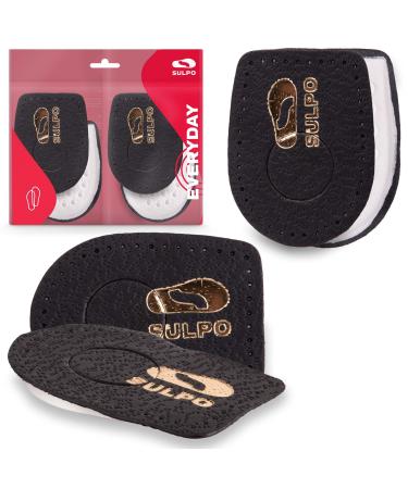 Sulpo 2 pairs of heel spur heel pillow - inserts for shoes - heel spur Obesents made of leather & latex foam - pain relief - Achilles tendon insoles - heel pillow for women and men black heel spur 42-46