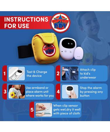 Captain Dry Wireless Bedwetting Alarm for Kids - Loud Sound, Armband Included - Clinically Proven System for Deep Sleepers Boys and Girls - Buy Online on GoSupps.com