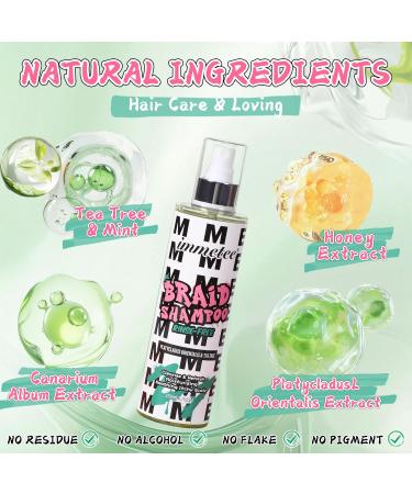 immetee Braid Sheen Spray Rinse-Free Braid Shampoo Brume tress e nettoyante hydratante l'arbre th et l'olive Anti-dandruff Itch relief formula 250ml/8.79 fl.oz - Buy Online on GoSupps.com