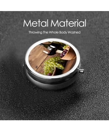 Wine Bottle Corks Grapes Printed Mini Round Pill Box | 3 Compartment Travel Pill Organizer | Portable Medicine Case for Home & Office - Buy Online on GoSupps.com