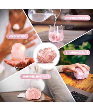 Puraja Rosenquarz Naturstein | Premium 700-900g Healing Stone for Computers Water Luck & Decoration - Buy Online on GoSupps.com