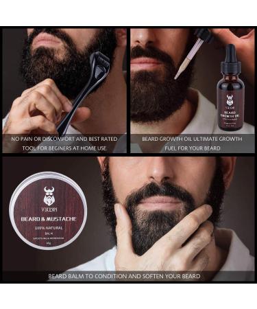 INVJOY Beard Growth Kit & VIKICON Beard Care Set | Top Beard Growth Products for Men - Derma Roller Serum Oil & Balm - Buy Online on GoSupps.com