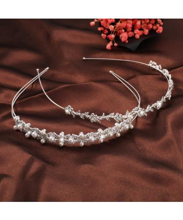 Pangda Rhinestone Bridal Headband - Wedding Flower Girl Tiara with Pearl Diamond Crown - Buy Online on GoSupps.com
