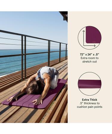 Retrospec Solana Yoga Mat 1/2 Thick - Non Slip Exercise Mat for Men & Women - Ideal for Yoga, Pilates, Stretching, and Fitness - Boysenberry - Buy Online on GoSupps.com