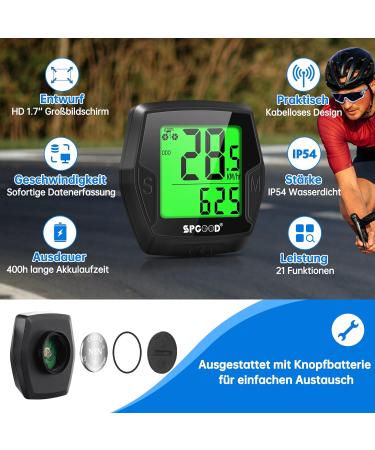 Buy SPGOOD Wireless Bicycle Computer - Accurate Tacho & Tachometer for Kids and Adults | International Shipping Available - Buy Online on GoSupps.com