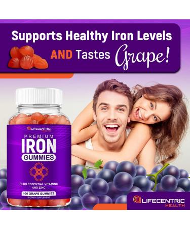 Iron Gummies for Adults and Kids - Vegan Gluten Free Blood Builder Supplements with Biotin, Zinc, Folic Acid - Energy Boosting Iron Supplement for Women and Men - Buy Online on GoSupps.com