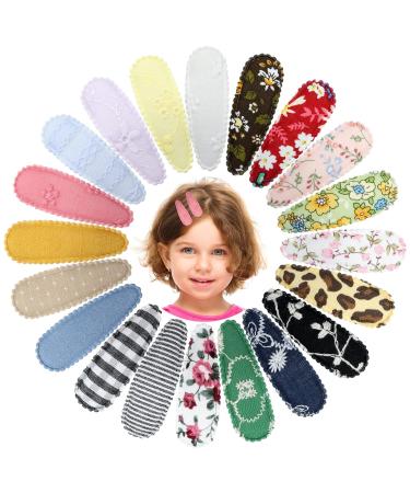 40 Pack Cute 2.2 Inch Metal Snap Hair Clips with Cloth Flower Prints for Baby Girls - Non Slip Barrettes for Kids and Teens - Buy Online on GoSupps.com