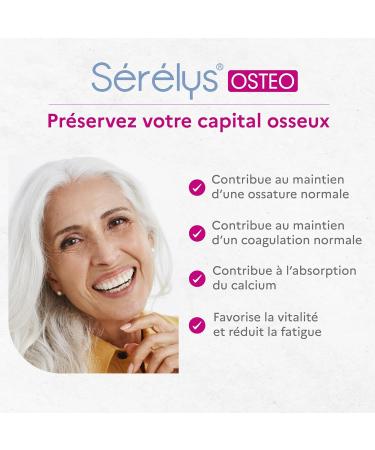 Serelys Osteo - Bone Capital Food Supplement - Bone Support and Normal Coagulation - Vitamins K D B6 E - Patented Product - Vegetable Capsules - Buy Online on GoSupps.com