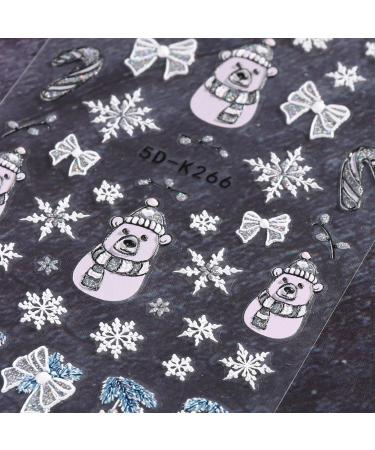 JMEOWIO 3D Embossed Christmas Nail Art Stickers Decals Self-Adhesive 5D Santa Snowman Snowflake Winter Holiday Nail Supplies Nail Art Design Decoration Accessories 4 Sheets - Buy Online on GoSupps.com