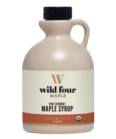WildFour Organic Maple Syrup, 100% Pure, Gluten Free, Vegan Maple Syrup with No Artificial Flavors, Grade A, Dark Color, Robust Taste - 1 Quart (32oz.) Organic Dark 32 Fl Oz (Pack of 1)