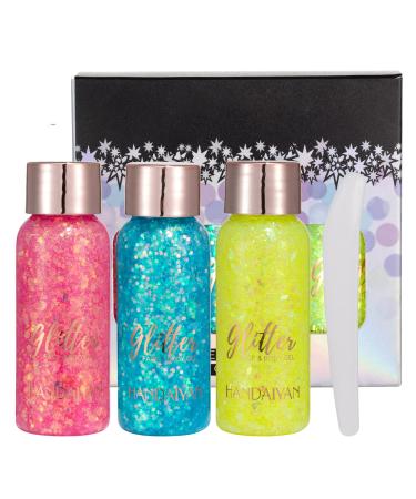 GL-TURELIFES MERMAID Mermaid Chunky Glitter Lidscay glitter body gel festival glitter cosmetics face hair nail make-up long loading sparkling 30 g (set b)