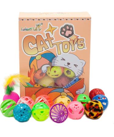 40 Count Plastic Ball Cat Toys with Bell - Assorted Colors - 10 Types - Gift Box Included - Buy Online on GoSupps.com