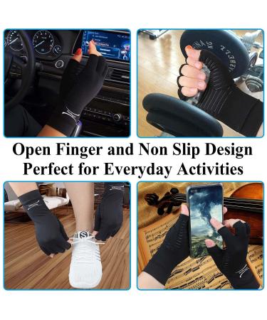 2 Pairs Copper Arthritis Gloves for Pain Relief - Fingerless Compression Gloves for Carpal Tunnel, Osteoarthritis, Joint Pain - Hand Support for Computer Typing, Driving - Women Men (Black Medium, Pack of 4) - Buy Online on GoSupps.com