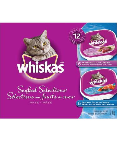 WHISKAS Salmon Poultry Seafood Whitefish & Tuna Wet Cat Food Pat | 36 Pack Cat Food + Wet Cat Food Multipack Salmon & Poultry Selections 100 g (Pack of 24) - Buy Online on GoSupps.com
