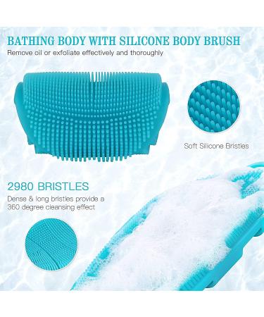 INNERNEED Soft Silicone Body Scrubber Exfoliating Glove - Gentle Shower Cleansing Brush for Sensitive Skin - SPA Massage Tool - Blue - Buy Online on GoSupps.com