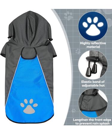Waterproof Dog Raincoat Jacket for Small, Medium, Large Dogs - Blue & Grey Medium Size - Buy Online on GoSupps.com
