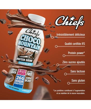 Chiefs Milk Protein Drink avec 26 g de prot ines et BCAA Shake riche en prot ines et faible en glucides sans lactose et sans sucres ajout s 8 x 330 ml (Choco Mountain) - Buy Online on GoSupps.com