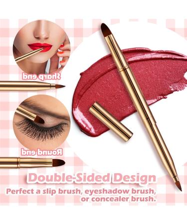 WLLHYF Professional Double Sided Retractable Lip Brush - Portable Travel Lip Makeup Applicator for Women and Girls (Gold) - Buy Online on GoSupps.com
