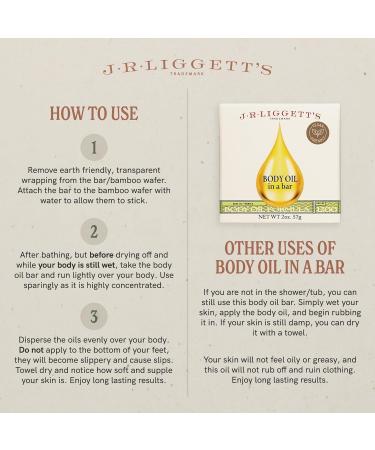 J.R.LIGGETT S Body Oil Bar with Bamboo Wafer All-Natural Plant-Based Solid Moisturizer for Face and Body Leaves Skin Soft and Smooth Non-Greasy Ideal For Dull and Dry Skin 1 Pack Pack of 1 - Buy Online on GoSupps.com