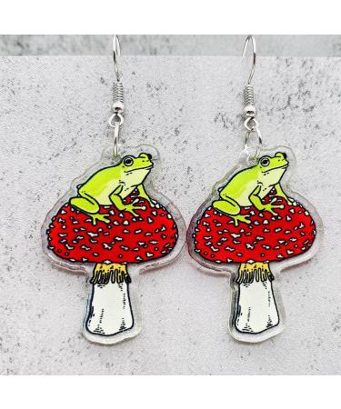 Shop Feylie Cute Frog Acrylic Earrings | Mushroom Drop & Dangle Earrings for Girls | International Shipping - Buy Online on GoSupps.com